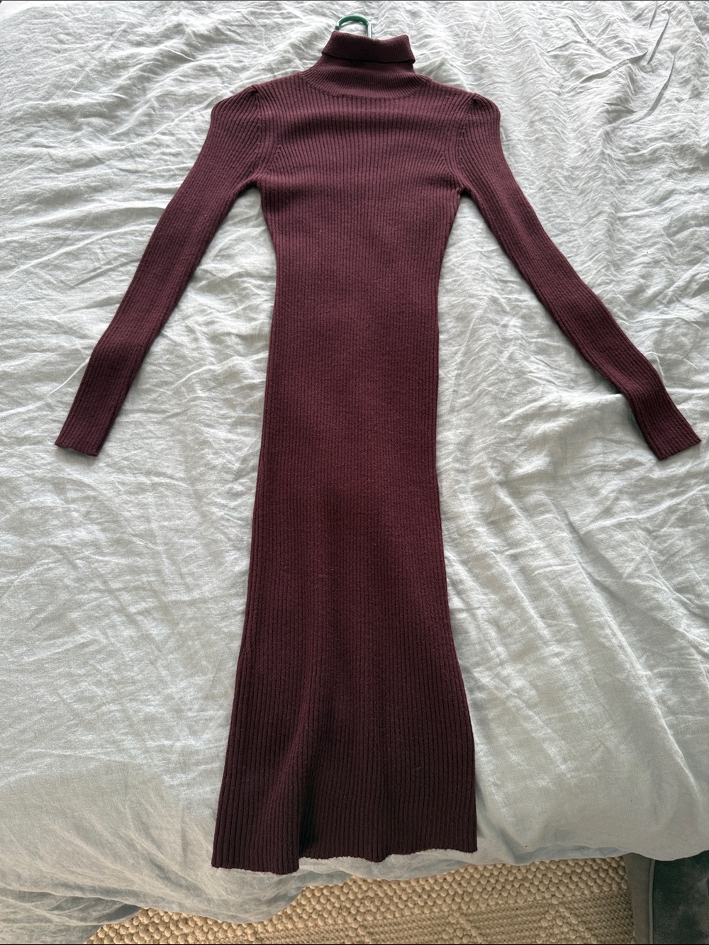 Brave Soul Ribbed Turtleneck Maxi Dress in Burgundy